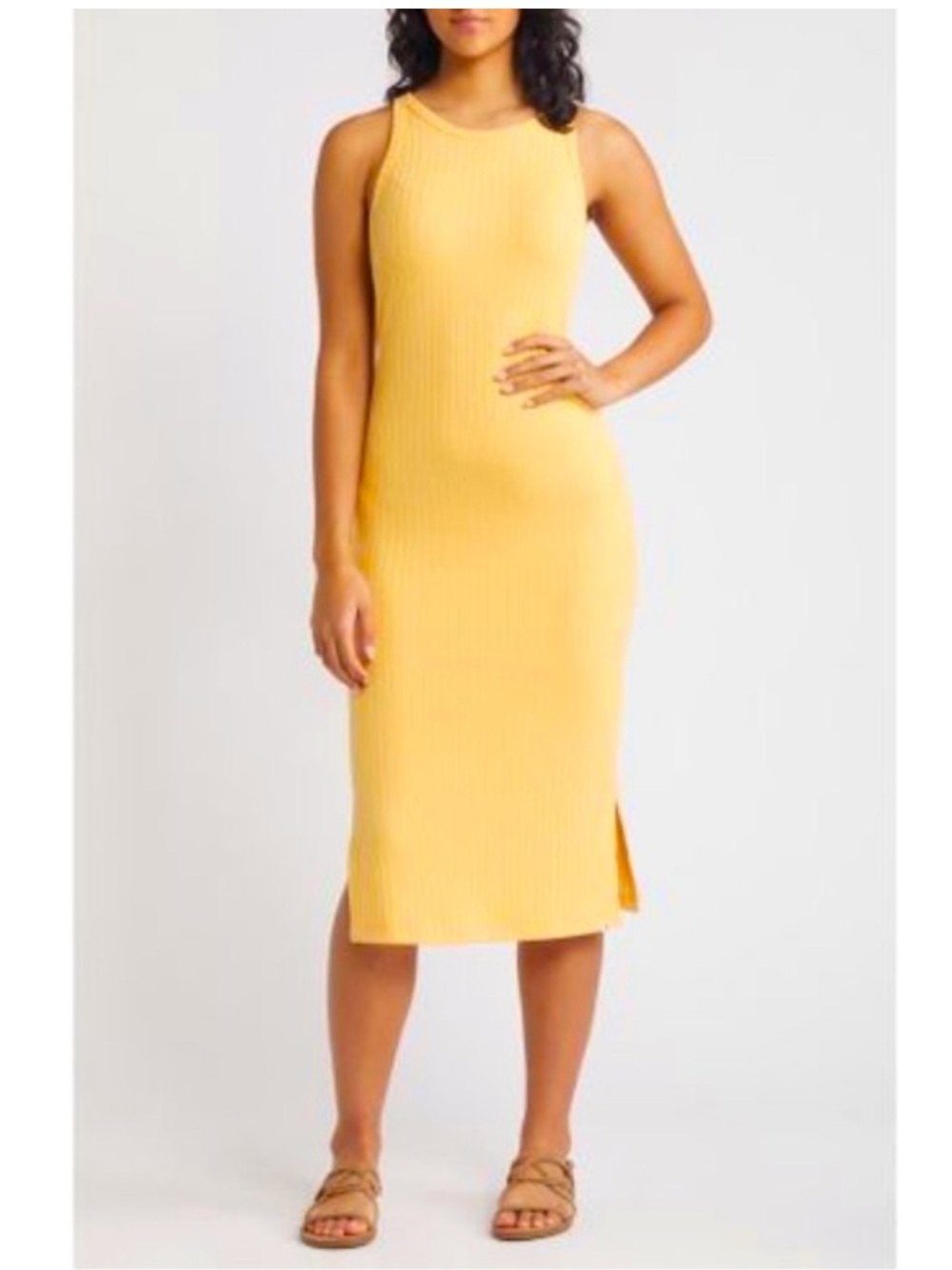 Rip Curl Ribbed Sleeveless Maxi Dress in Mustard Yellow